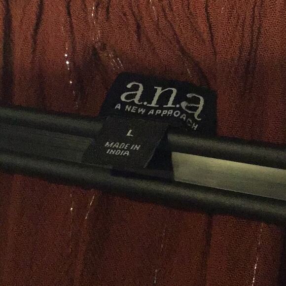 A.N.A Rust Brown Peasant Style Woman's Top Size Large - Picture 2 of 7